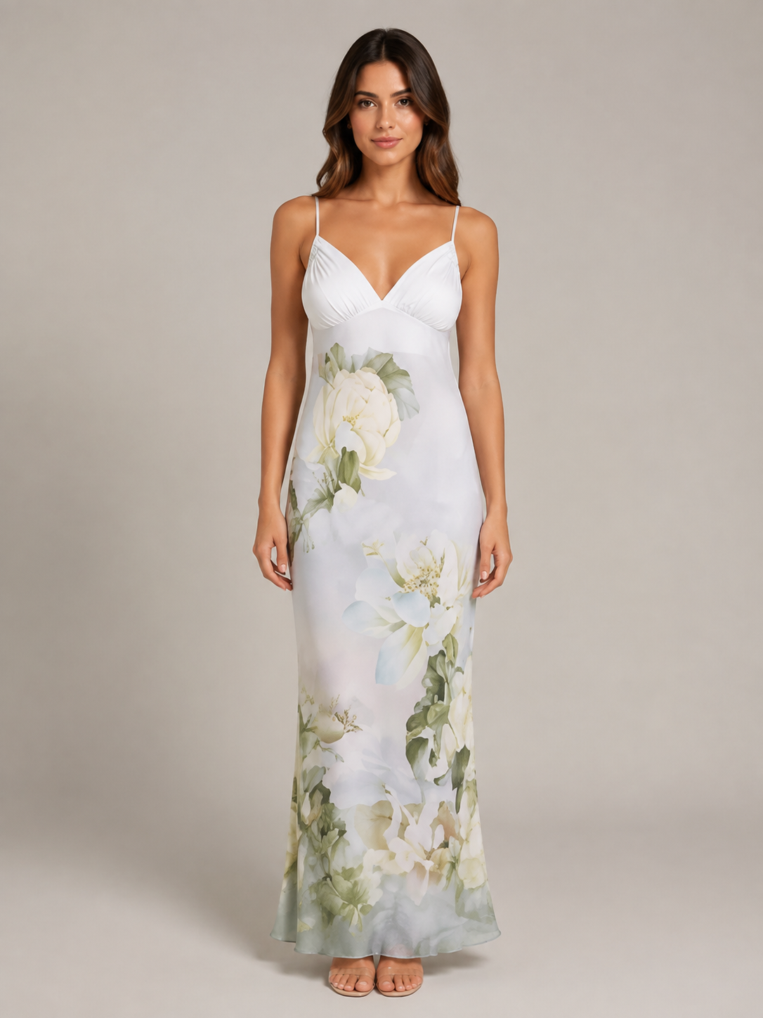 Vestido Longo Floral Jardim de Pérolas