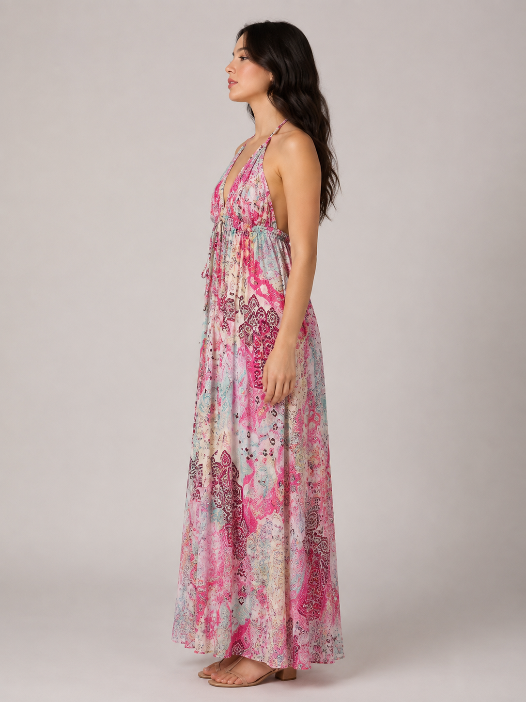 Vestido Longo Paisley Aurora Rosa