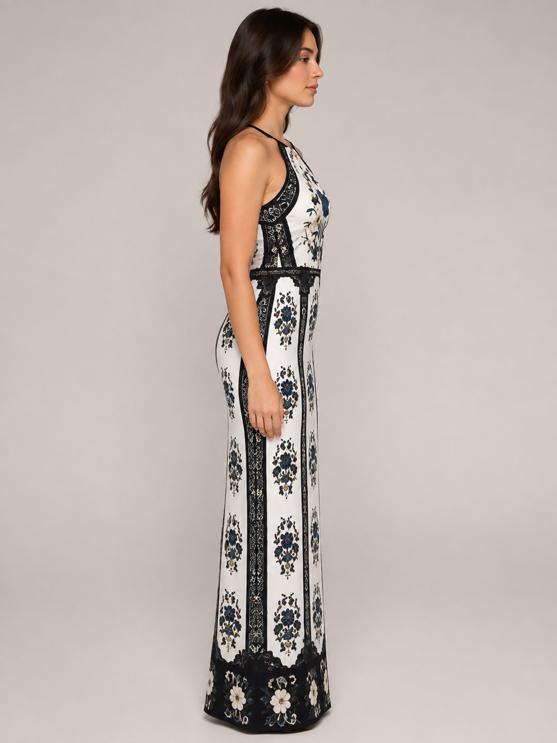 Vestido Longo Imperial Preto e Branco