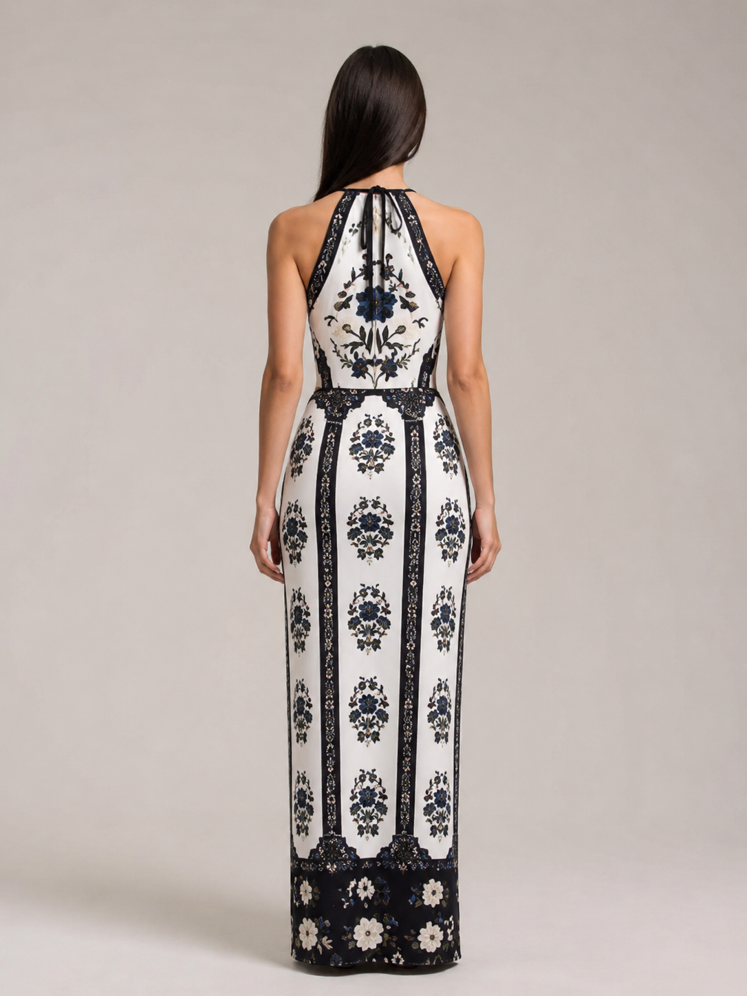 Vestido Longo Imperial Preto e Branco