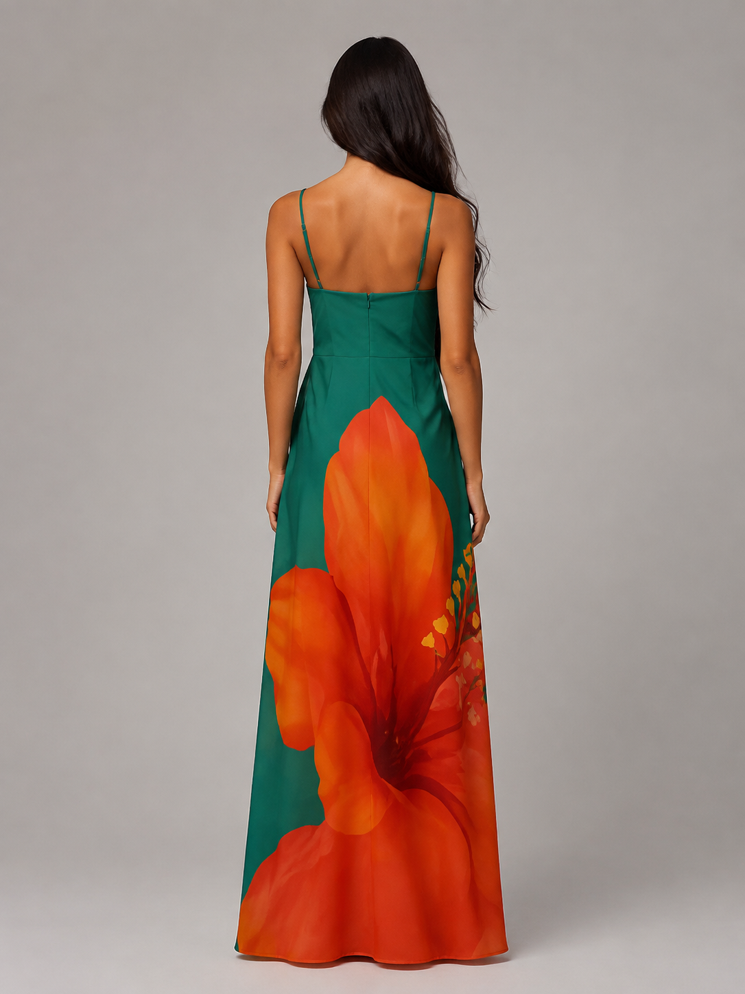 Vestido Longo Flor Tropical Esmeralda